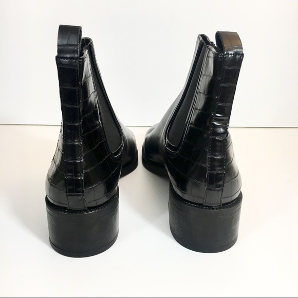 Zara leather and croc embossed bootie - Picture 4 of 6
